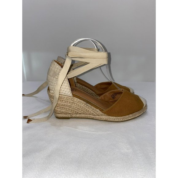 Womens Espadrille Wedge Sandals Closed Toe Platform Lace Up Ankle Wrap Slingback - Picture 2 of 10